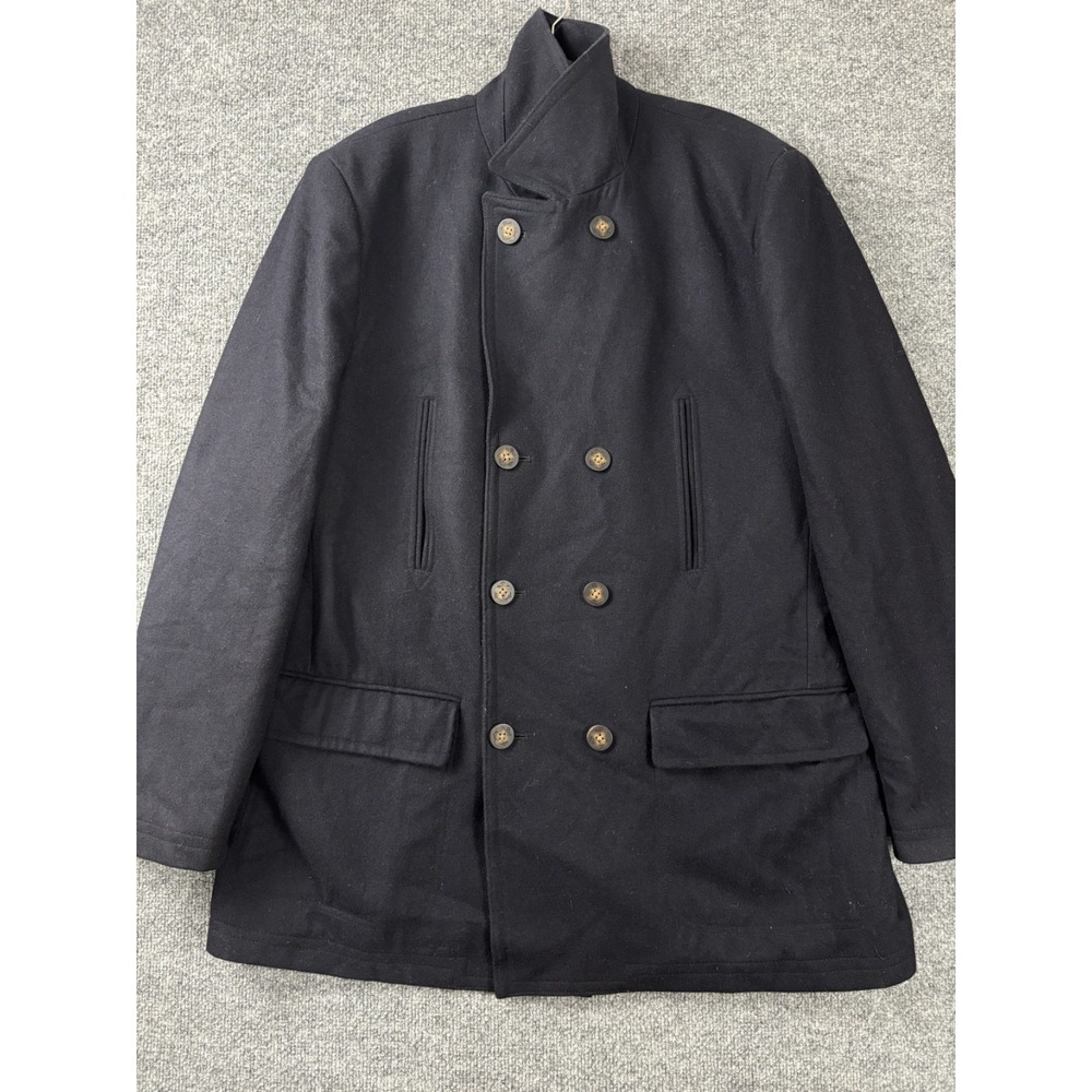 Ralph Lauren Coat Men Size 48L Navy Blue Luke Peacoat Wool‎ Heritage Nautical - Picture 3 of 9